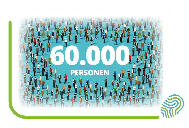 Grafische Darstellung einer Menschenmenge, die die 60.000 Personen in der Energy for Health Datenbank für individualisierte Mikronährstoff-Analysen symbolisiert.<br />
